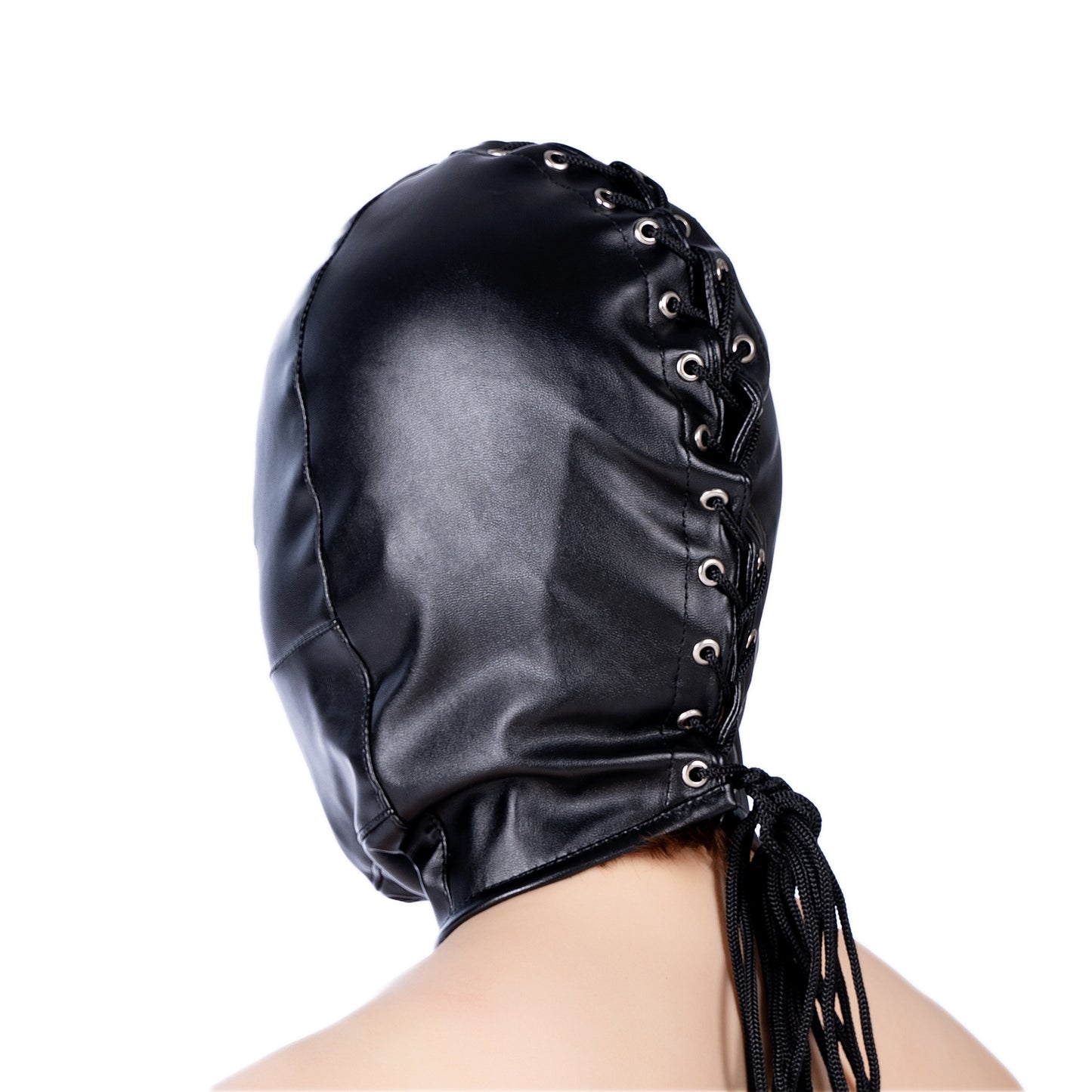 Bondage Hood with Detachable Mouth Dildo Gag and Eye Mask