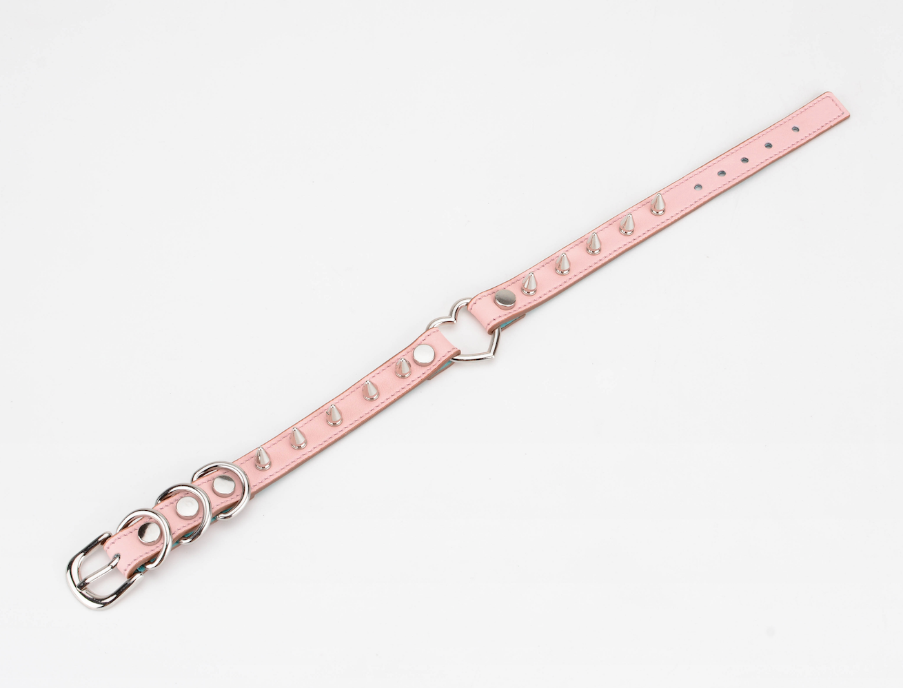 a pink spiked collar choker