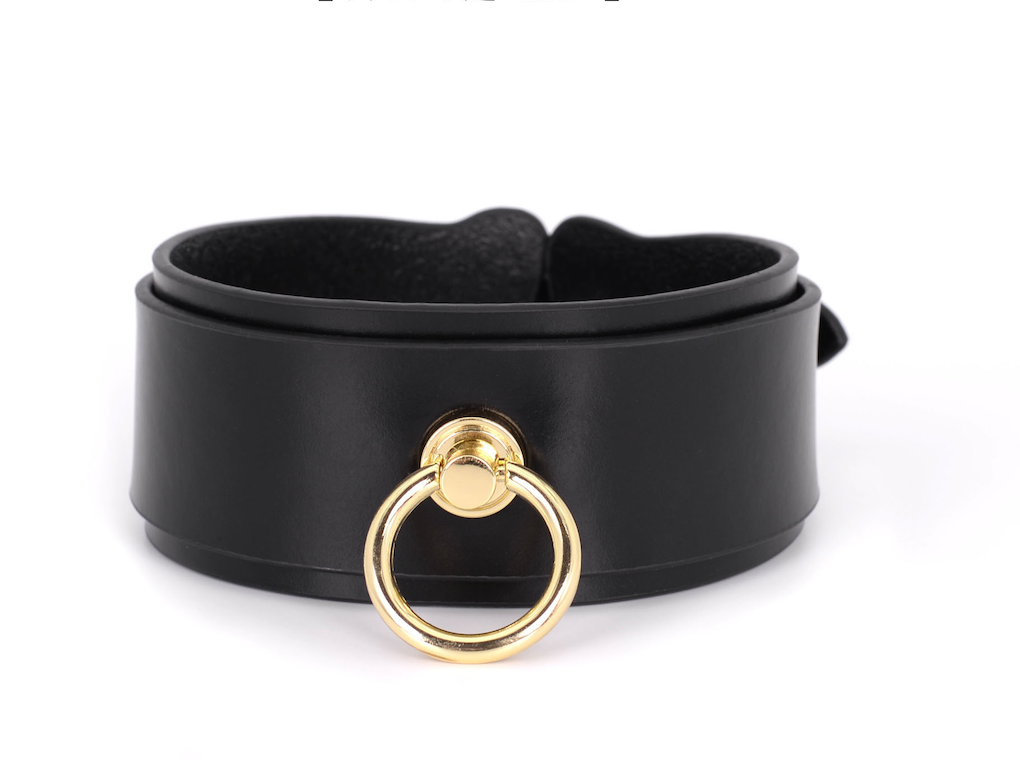 a black leather bondage collar