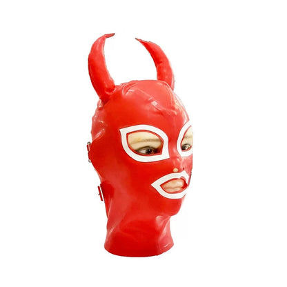 Latex Rubber Horns Hood Halloween Costume Accessory