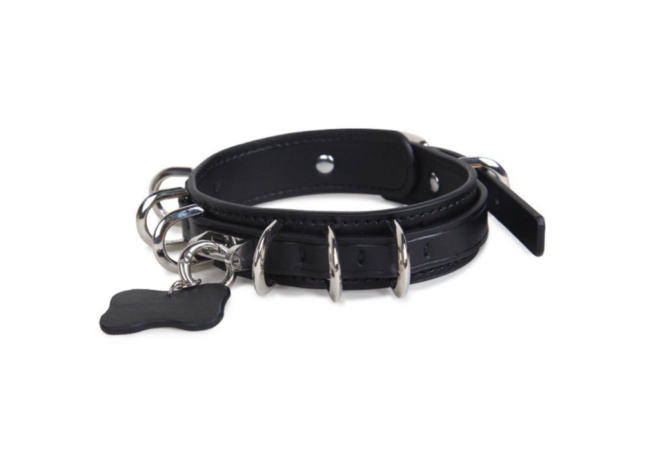 a black leather bondage collar choker