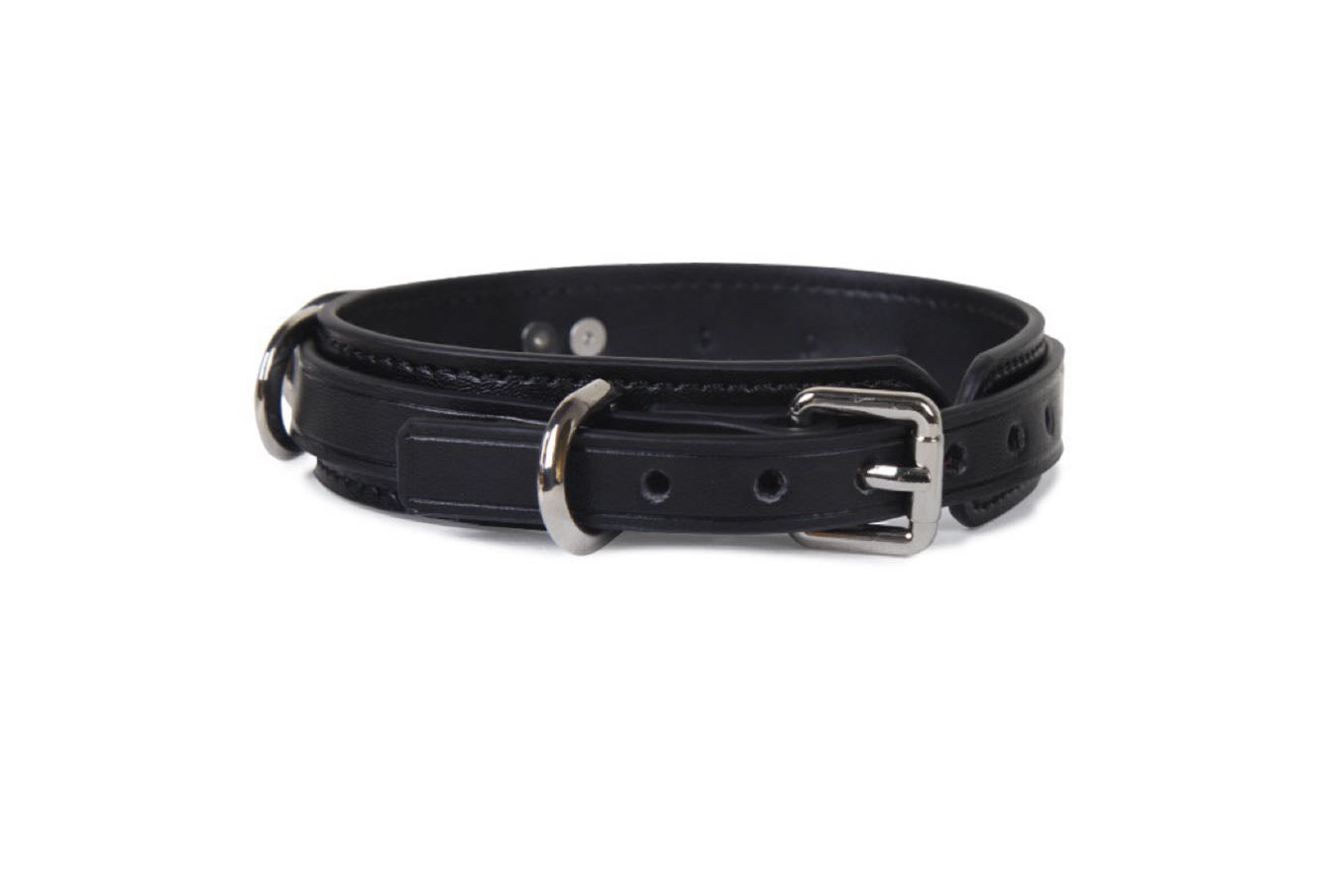 a black leather bondage collar choker