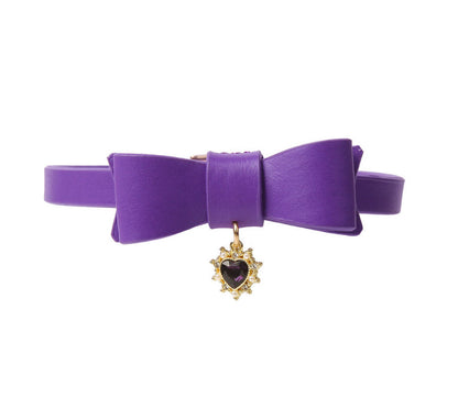 a purple leather choker