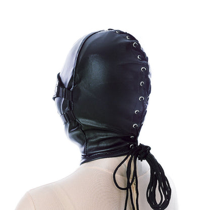 Bondage Hood with Detachable Mouth Ball Gag and Eye Mask