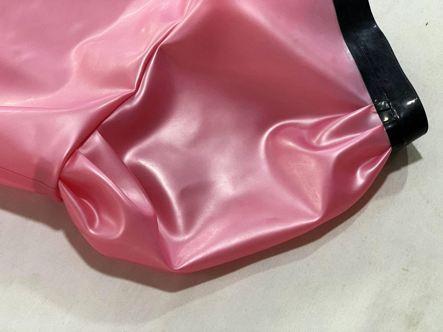 a pink latex dress