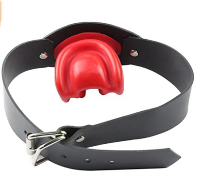 a red open mouth gag