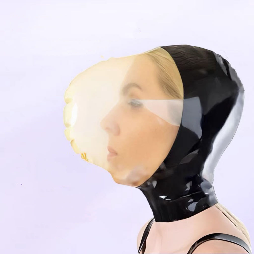 a latex hood breath play