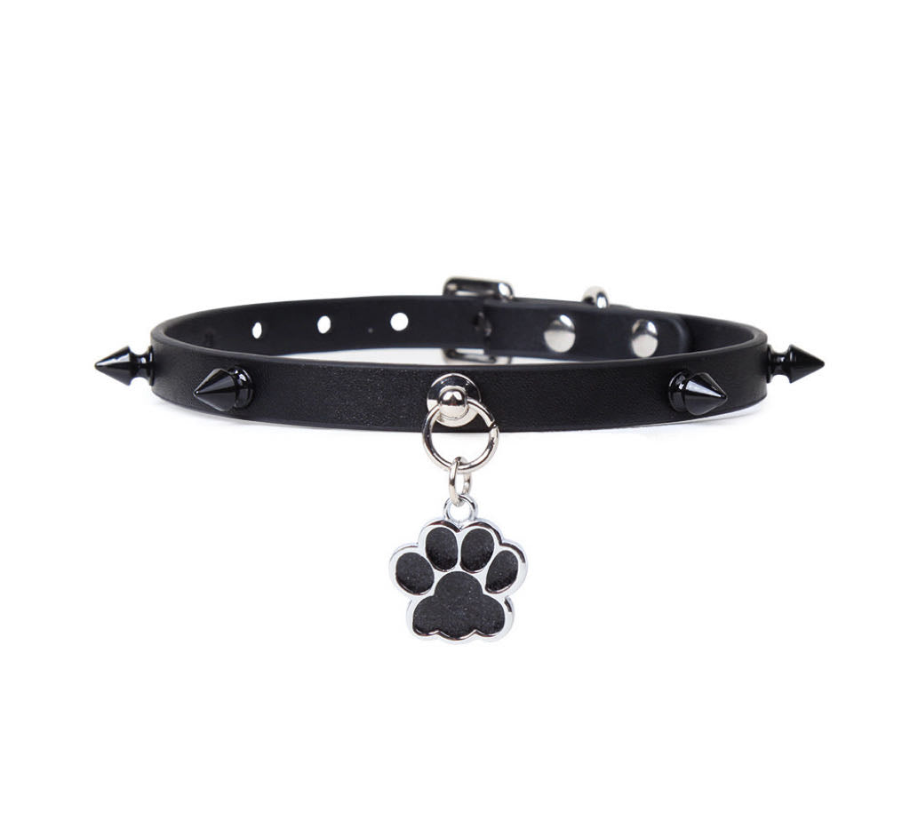 Black Spike Choker and Leash for Bdsm