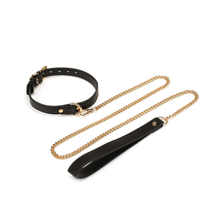 a black bdsm collar and leash set