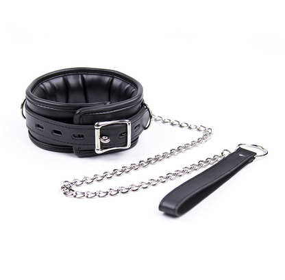 a black BDSM Collar and Leash