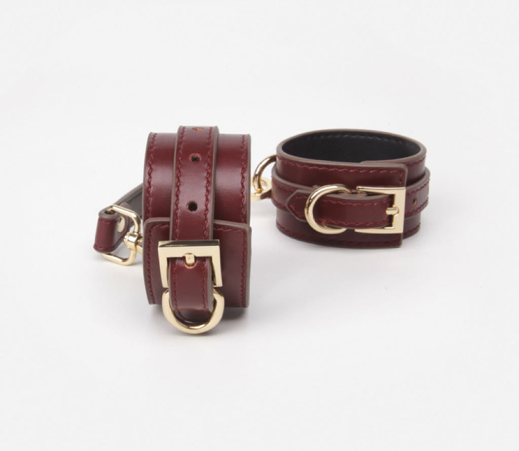 a wine Wrist and Ankle Cuffs Leather Sex Cuffs