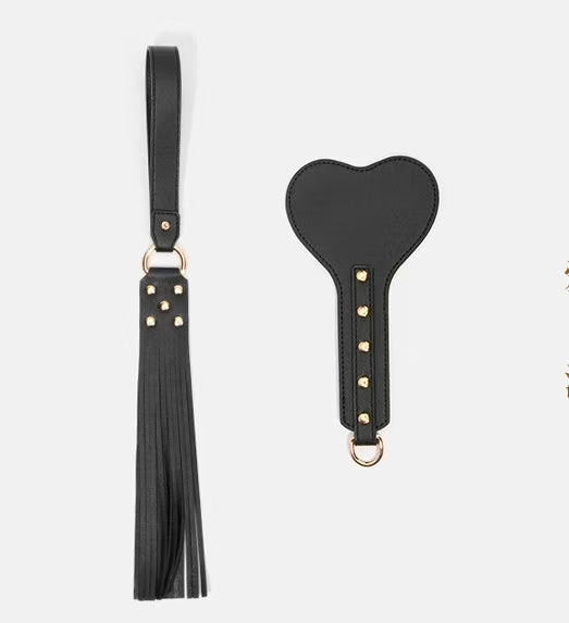 Luxury Leather Restraint Set | 10-Piece Leather Bondage Kit with Rustproof Gold Alloy Hardware
