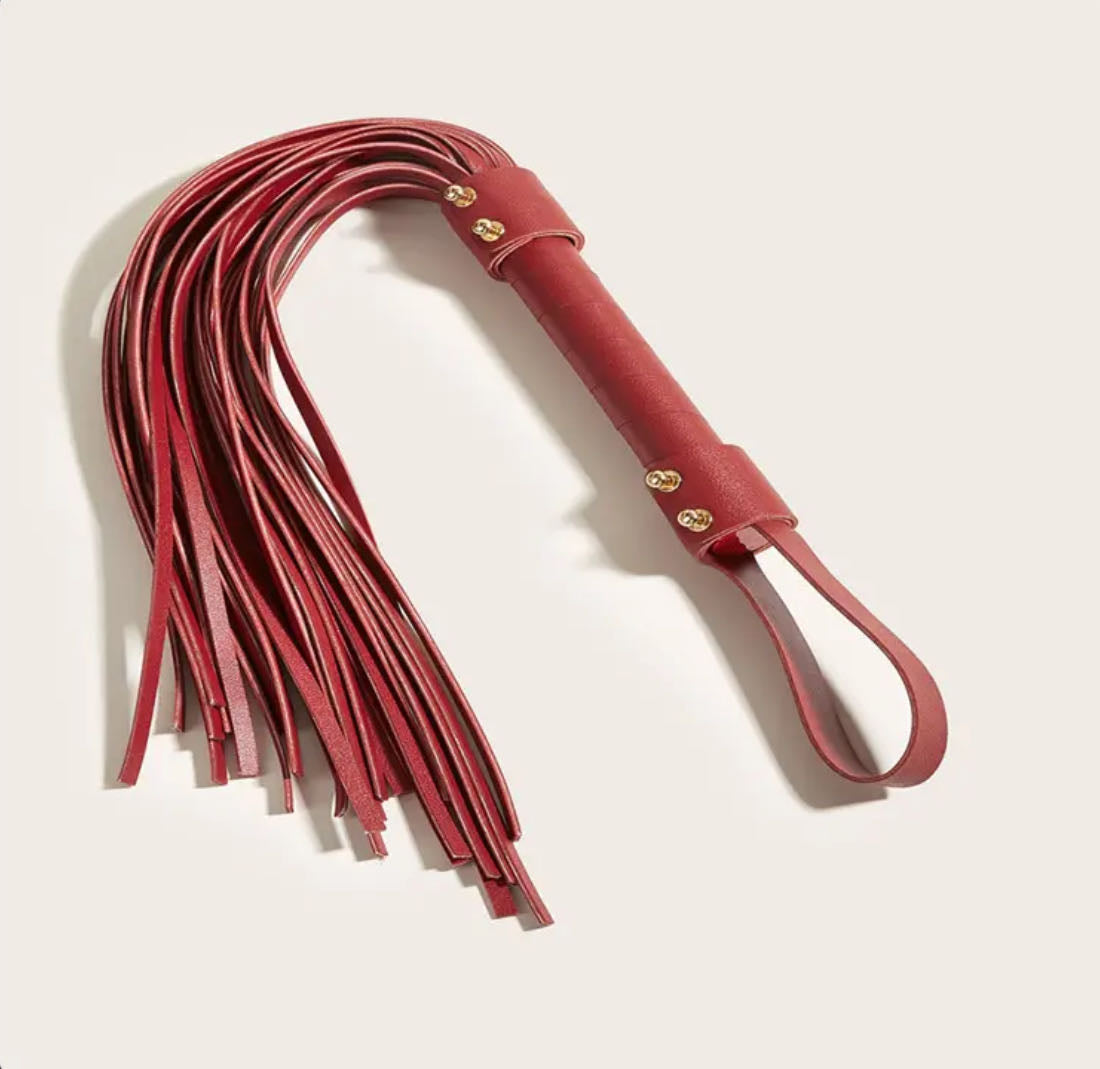 a red Leather Flogger BDSM Whips