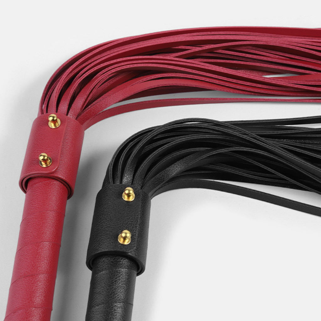 black and red Leather Flogger BDSM Whips