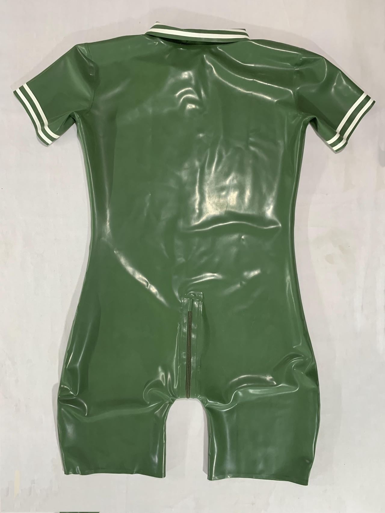 a green Latex Bodysuit Male