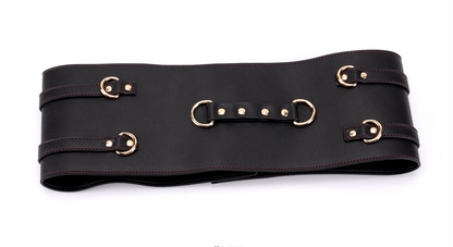 black leather bondage set