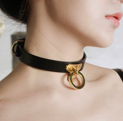 a bdsm collar choker with O ring