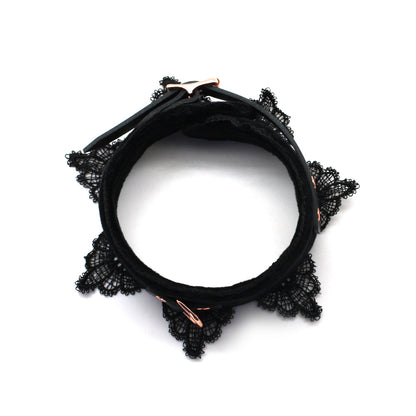 a Black Lace Bondage Collar and Leash Set