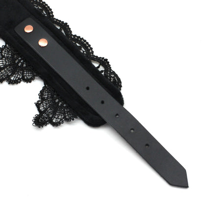 a Black Lace Bondage Collar and Leash Set