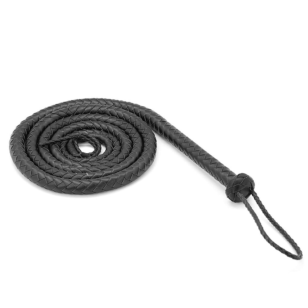 a black big bull whip