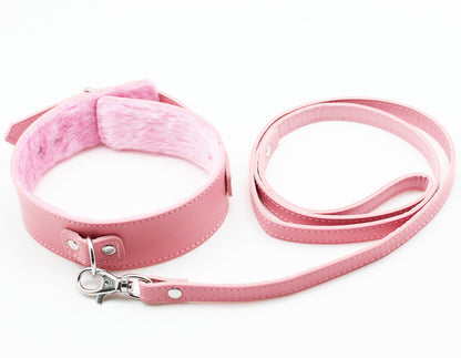 a pink BDSM Collar and leash set