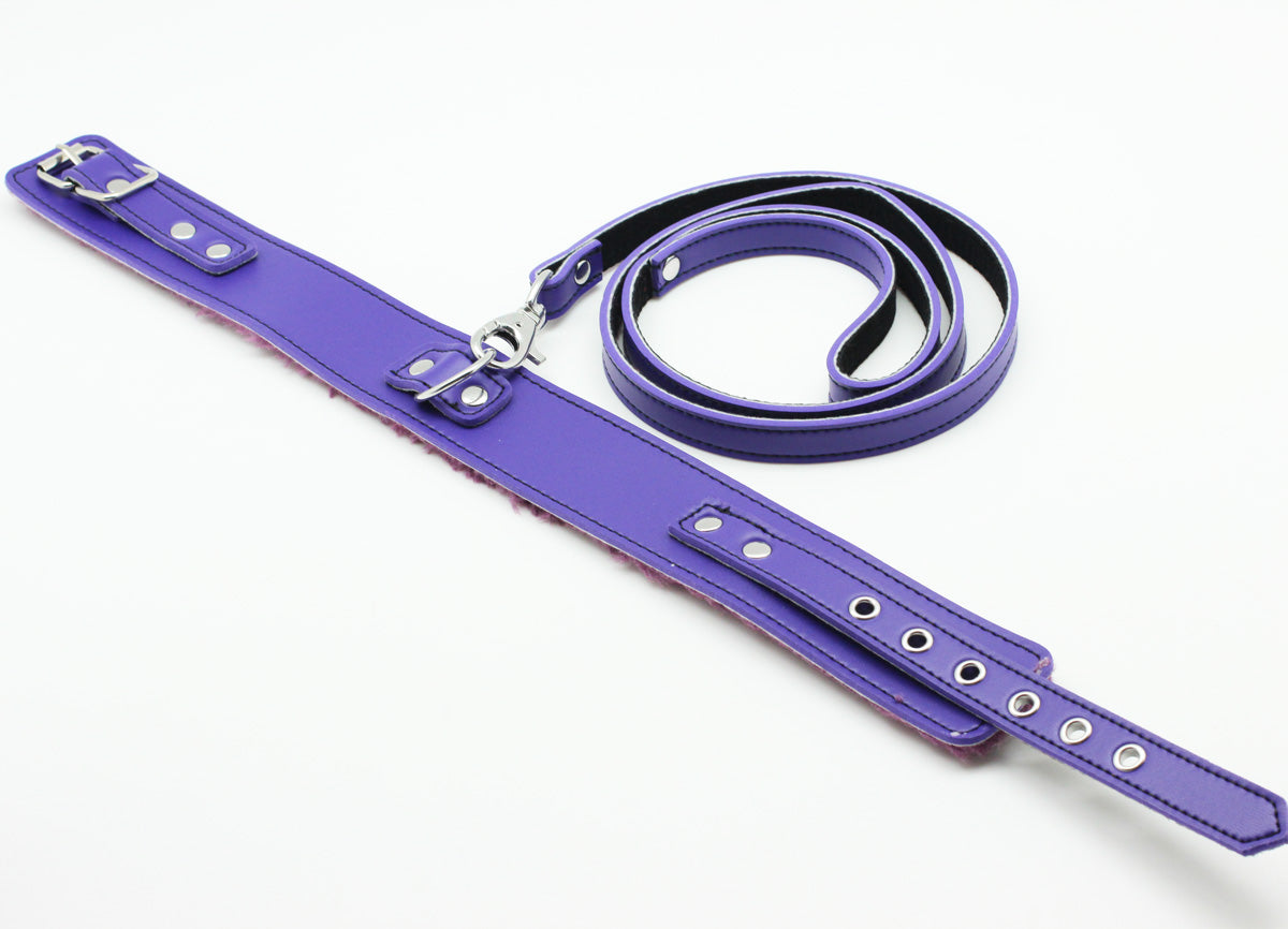 a purple BDSM Collar and leash set