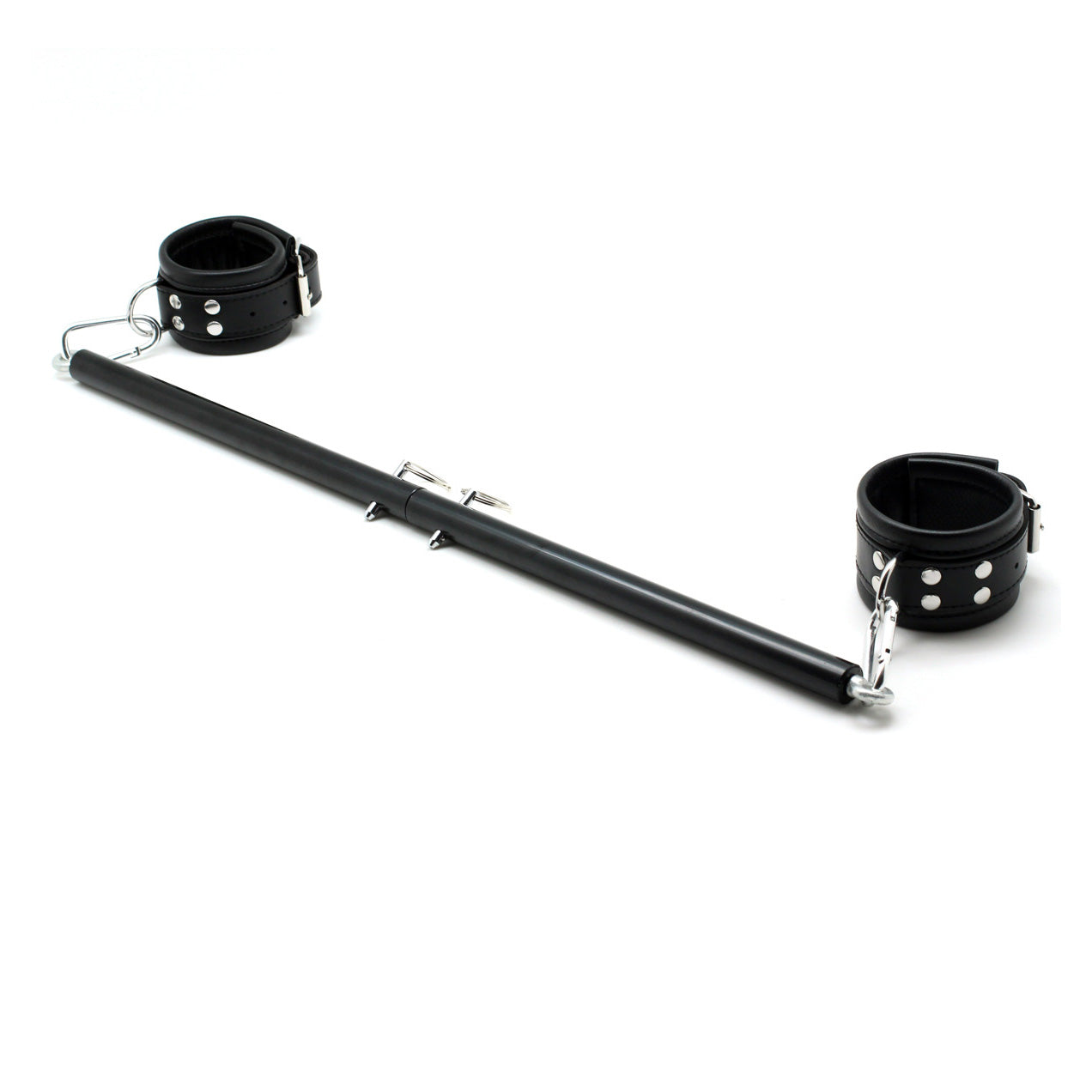 a black Sex Leg Spreader Bar and cuffs