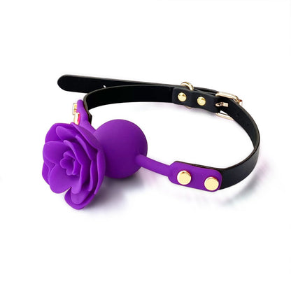 a purple Silicone Rose Ball Gag