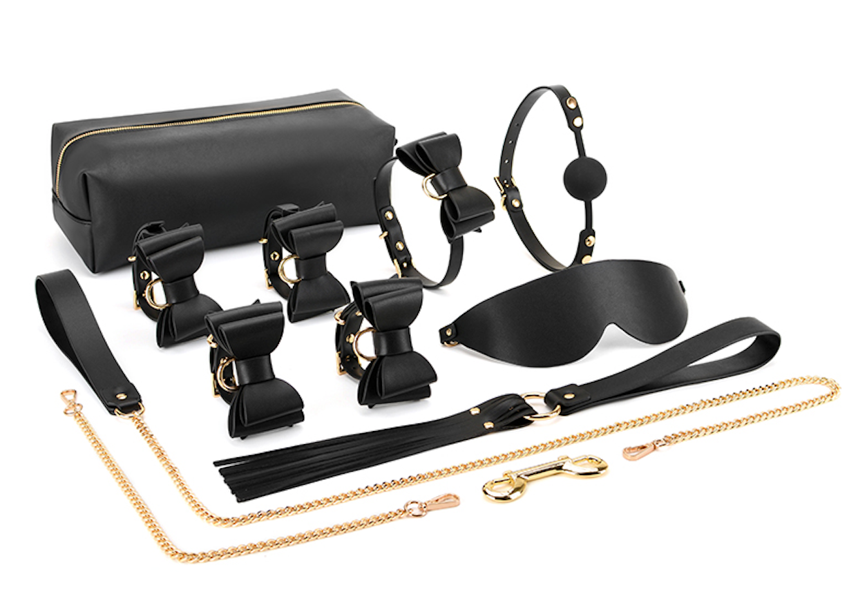 a black sex bondage kit