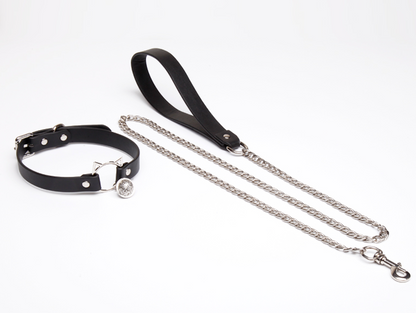 a black Pet Play Collar and Leash BDSM