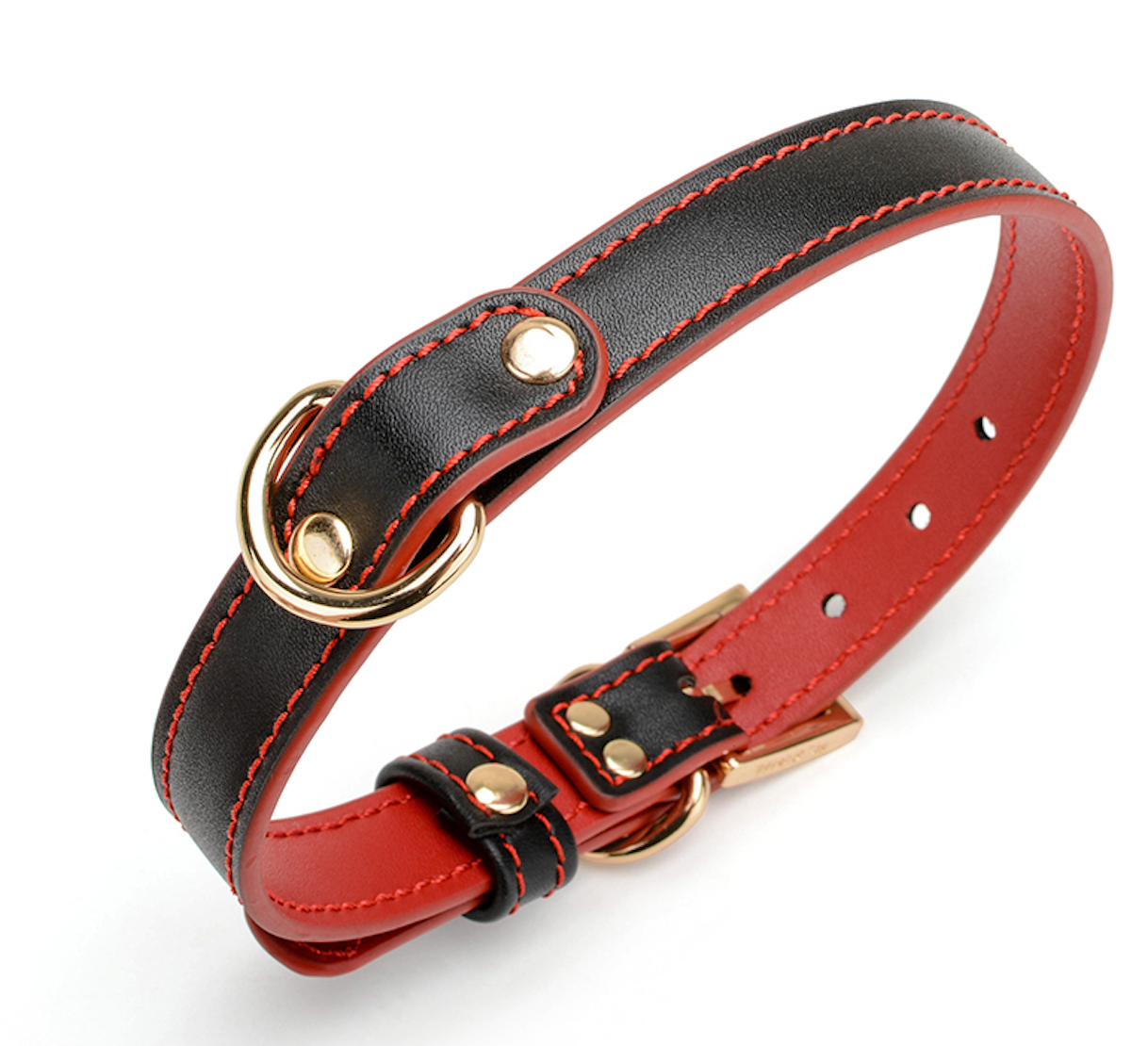 a black and red bdsm collar