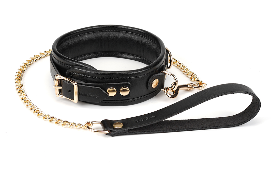 a Black Bondage Collar and Leash Set