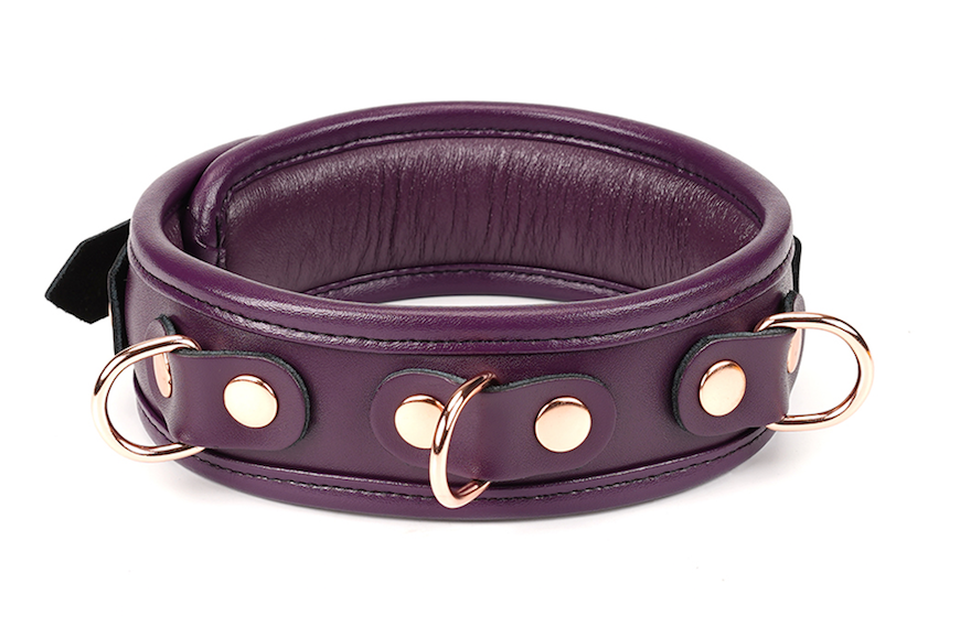 a purple Bondage Collar 