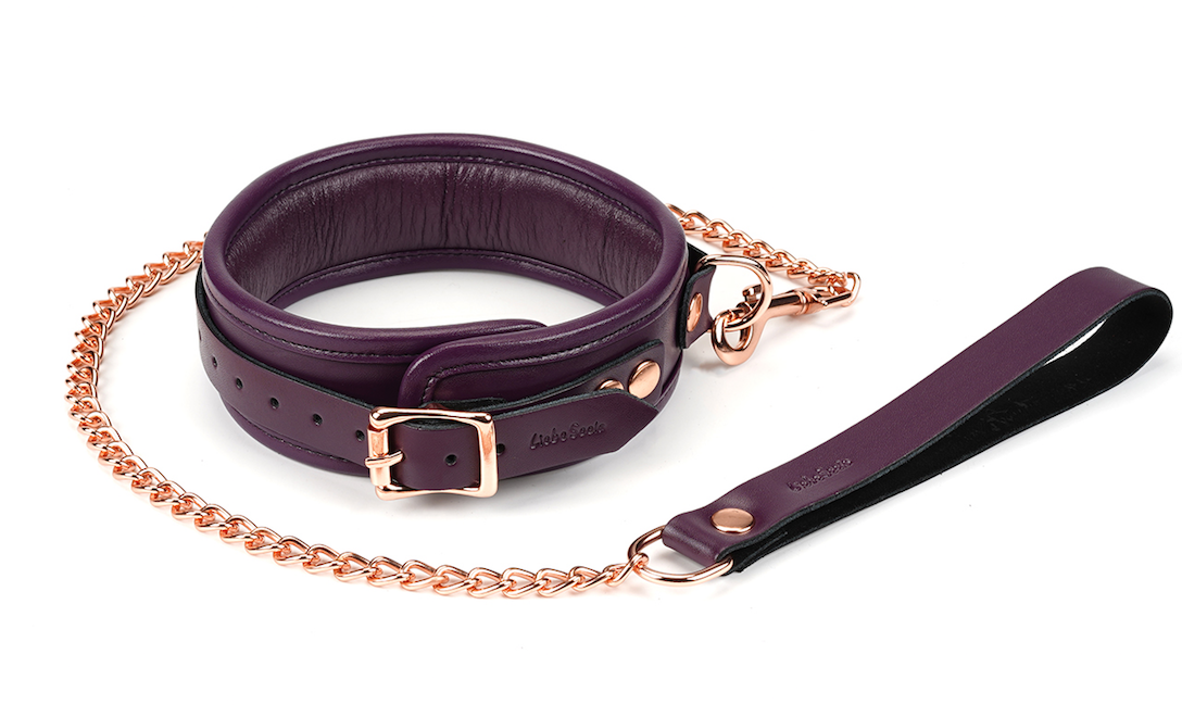 a purple Bondage Collar and Leash Set