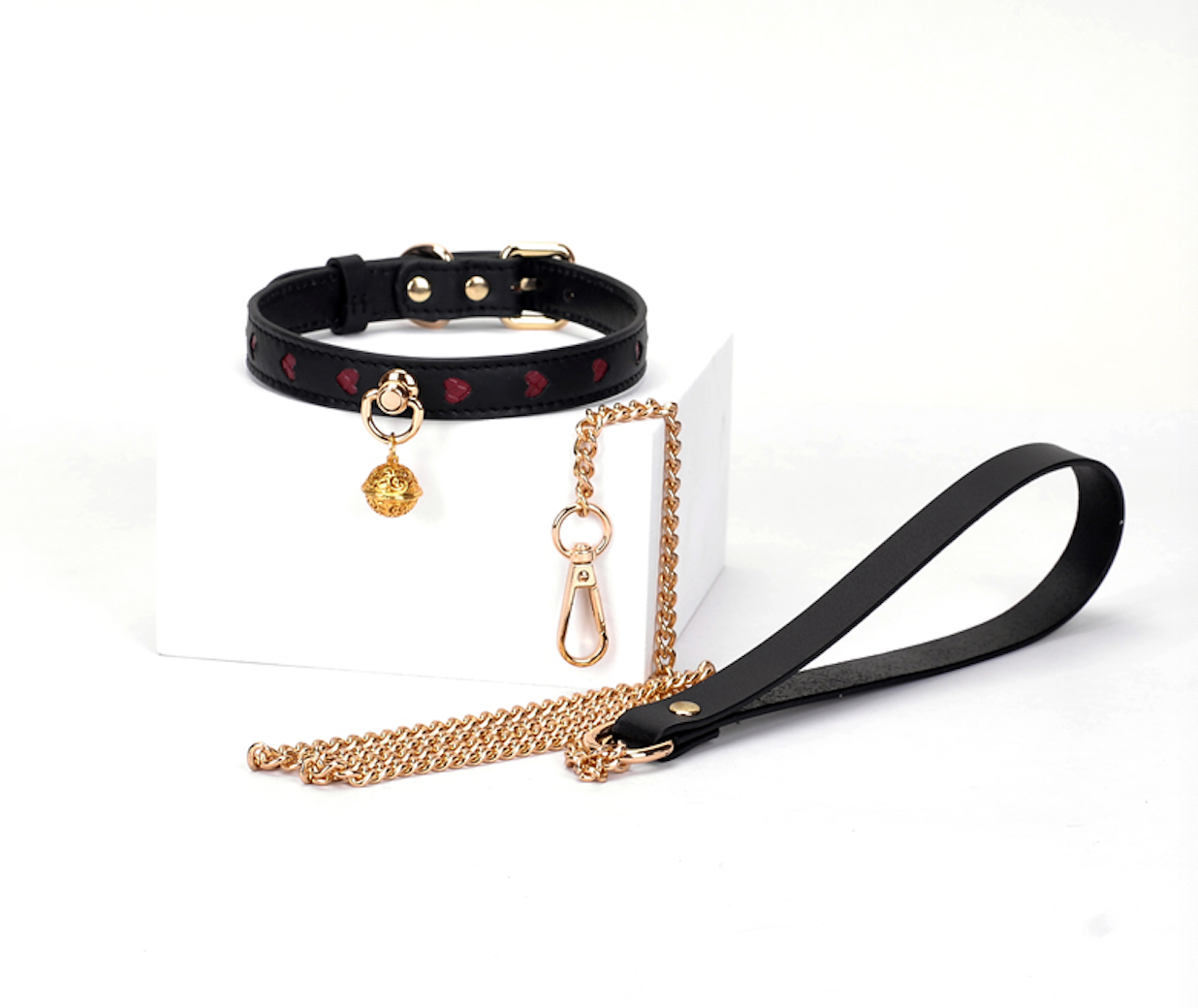 a black collar and leash set