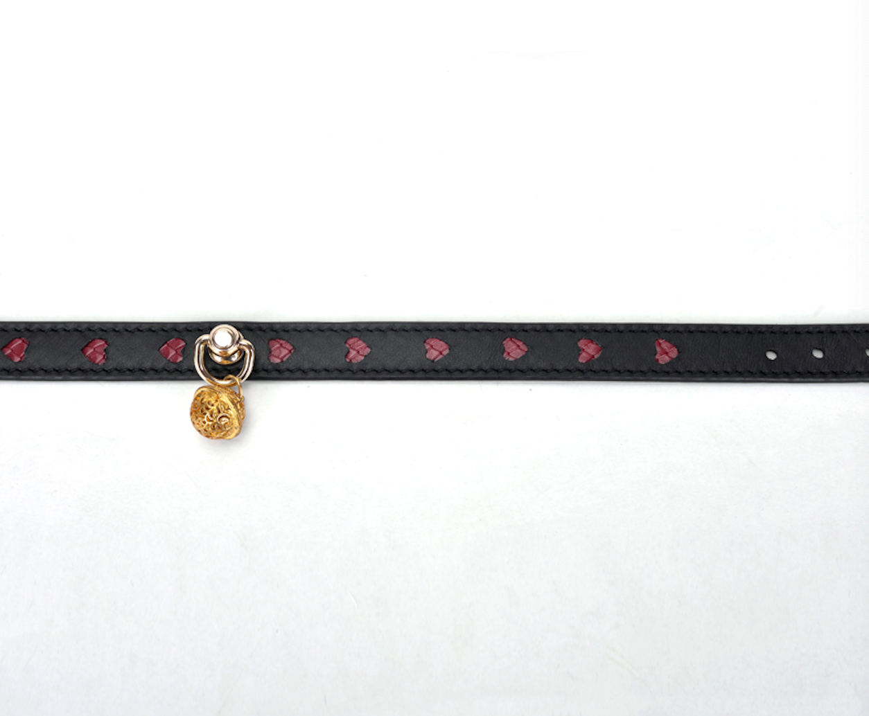 a black Bondage Day Collar with red heart