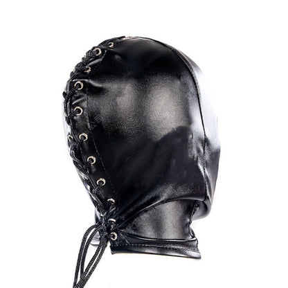 a black Open Mouth Bondage Hood