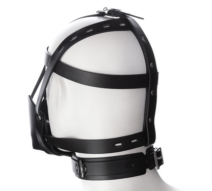 a black leather Gag Ball Mask