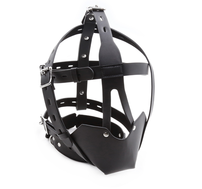 a black leather Gag Ball Mask