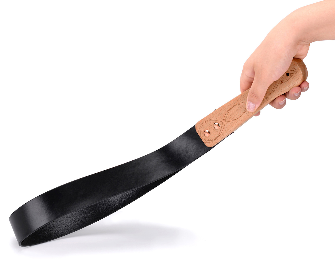 a black Spanking Paddles for Adults with wood handle