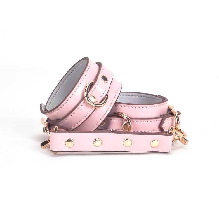 a pink leather handcuffs