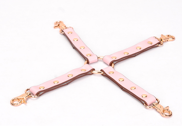 a pink leather hogtie