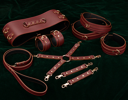 a wine Leather Restraint Set bdsm kit